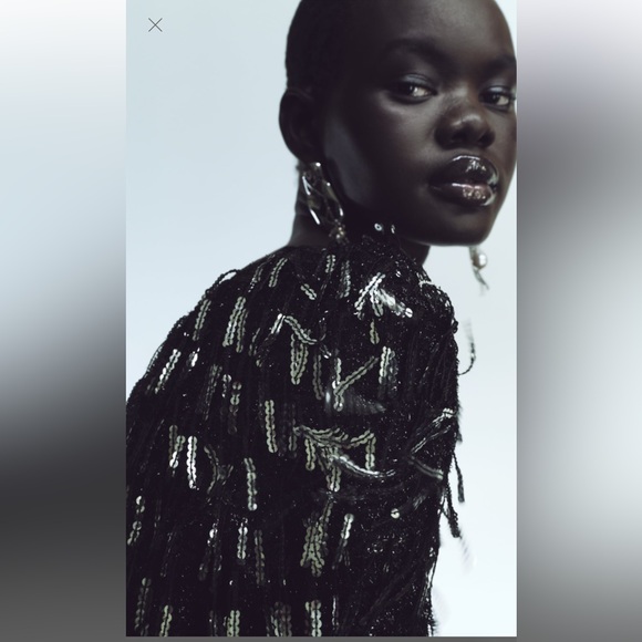 FRINGED SEQUIN MINI SHIFT DRESS - Picture 2 of 7